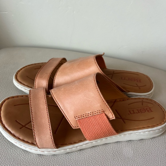 Born Oceana Women’s Tan Leather  Comfortable Slide Sandals Size 7 - Picture 5 of 10